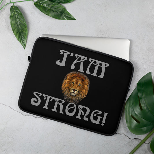 “I’AM STRONG!”Black Laptop Sleeve W/Nobel Font