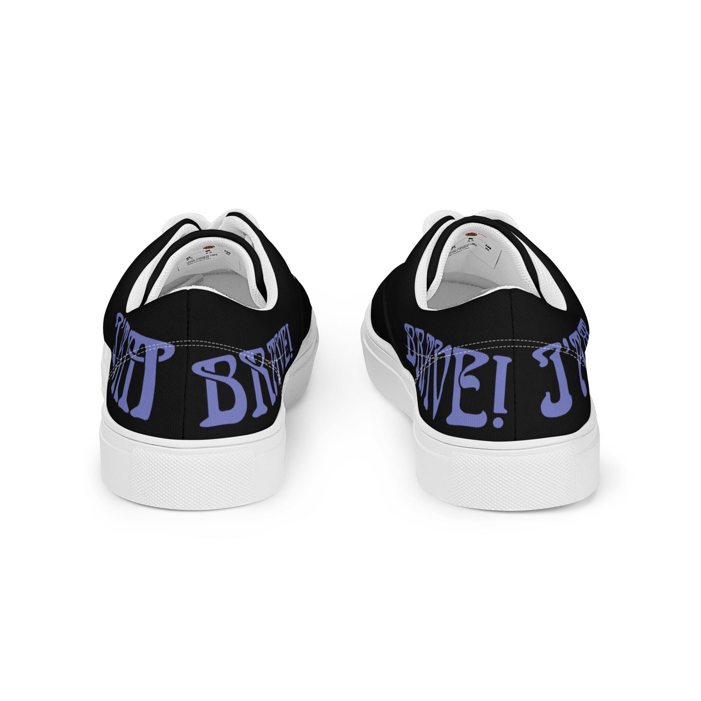 “I’AM BRAVE!”Black Men’s Lace-up Canvas Shoes W/Purple Font