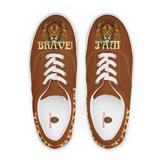 “I’AM BRAVE!” Brown Men’s Lace-Up Canvas Shoes W/Banana Font