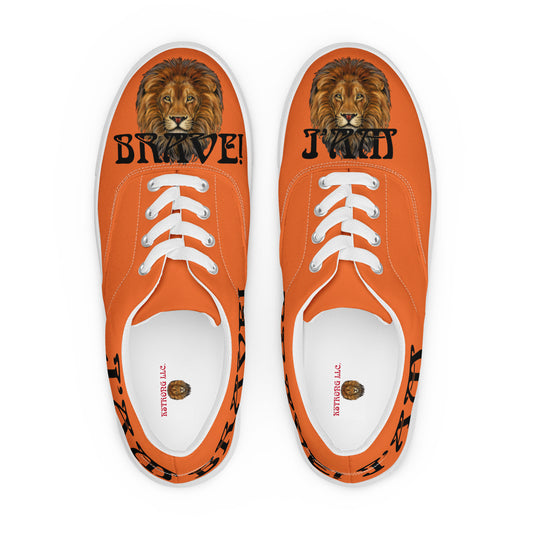 “I’AM BRAVE!” Orange Men’s Lace-Up Canvas Shoes W/Black Font