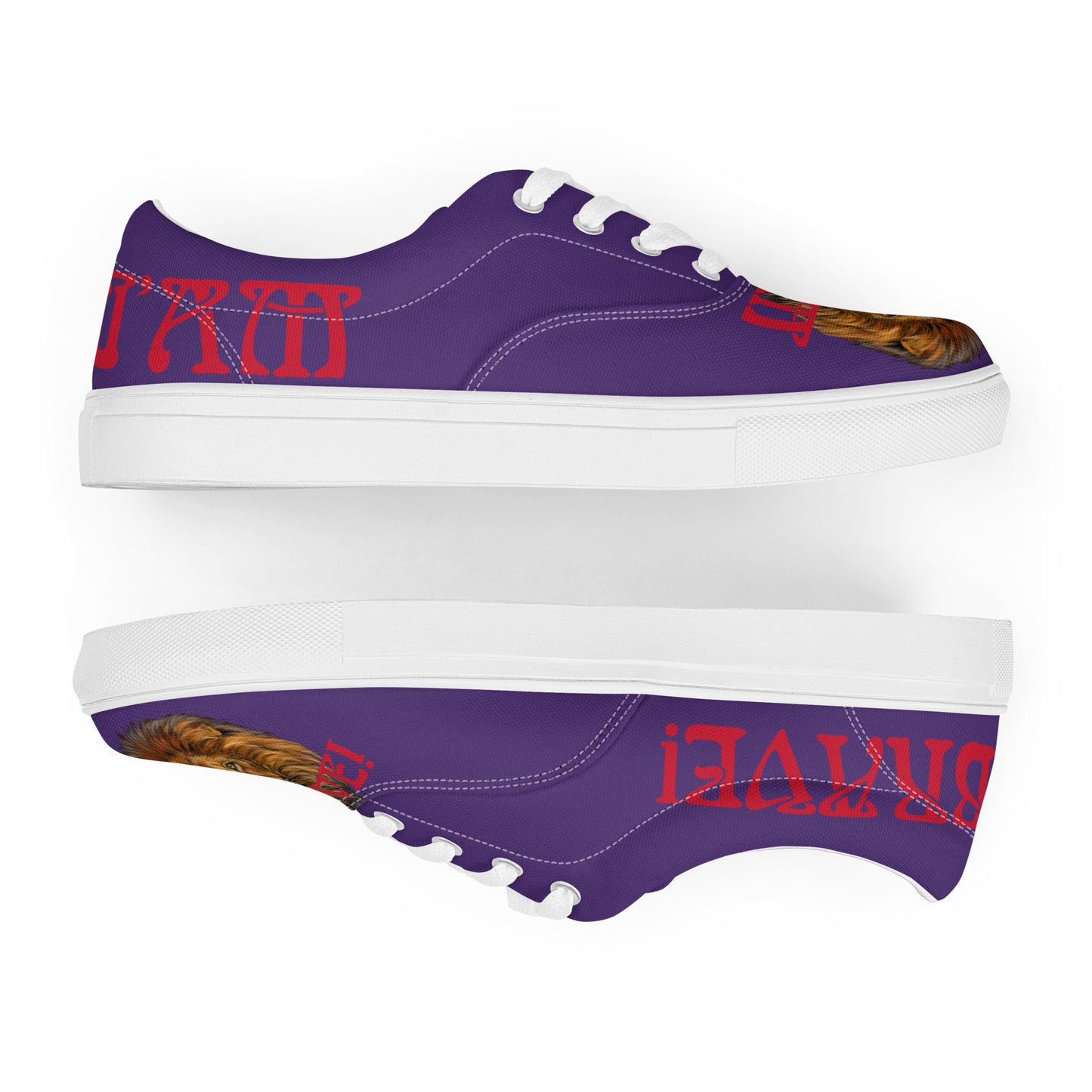 “I’AM BRAVE!” Purple Men’s Lace-Up Canvas Shoes W/Red Font