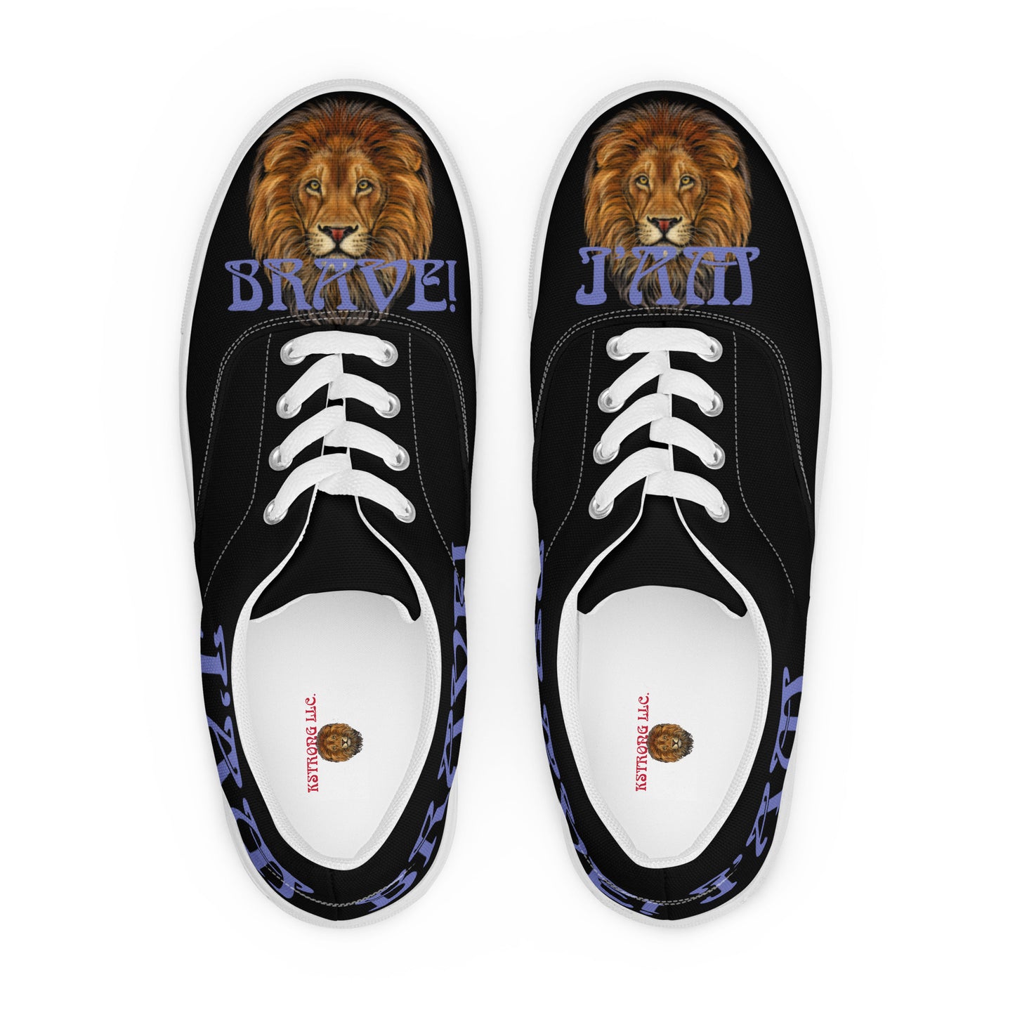 “I’AM BRAVE!”Black Men’s Lace-up Canvas Shoes W/Purple Font