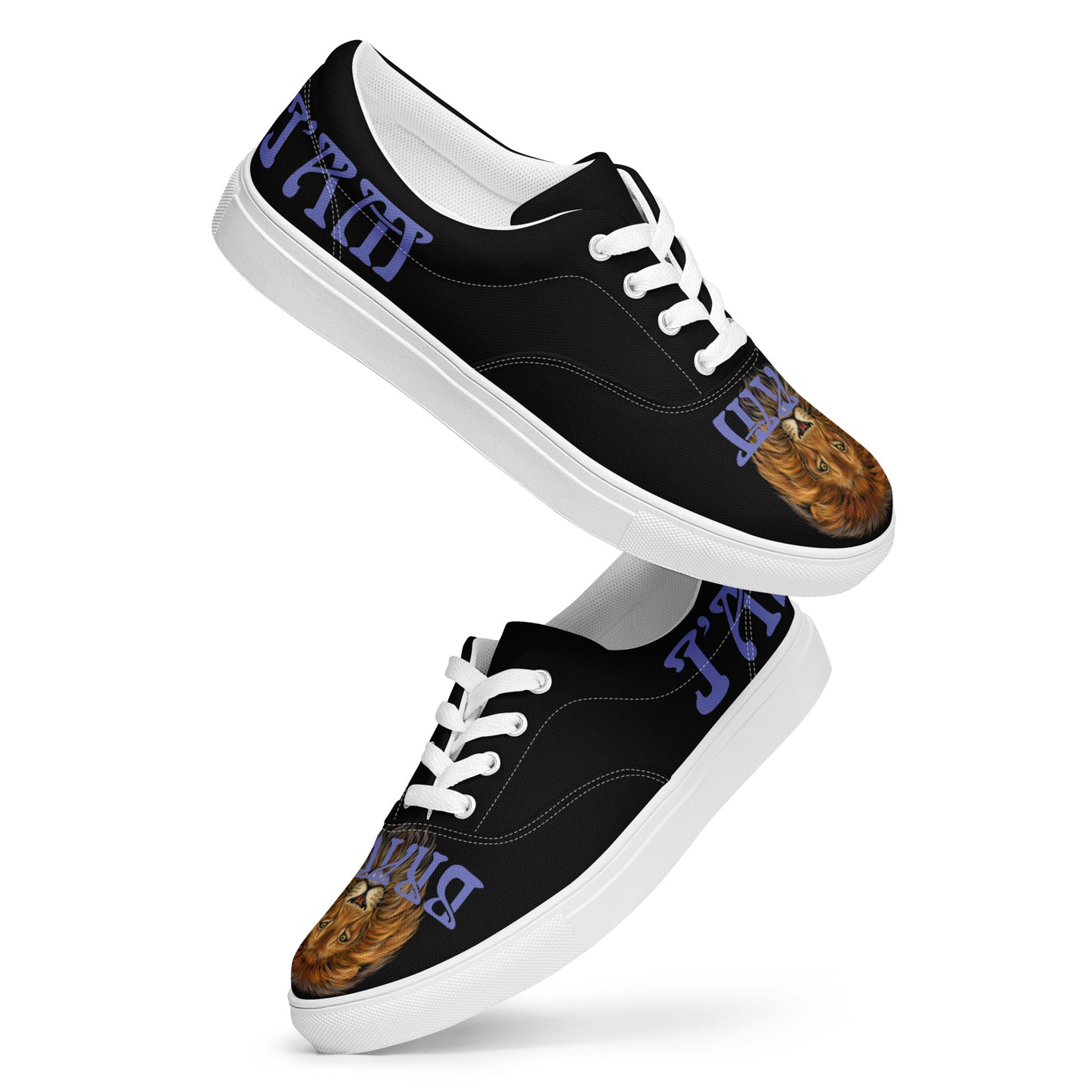 “I’AM BRAVE!”Black Men’s Lace-up Canvas Shoes W/Purple Font