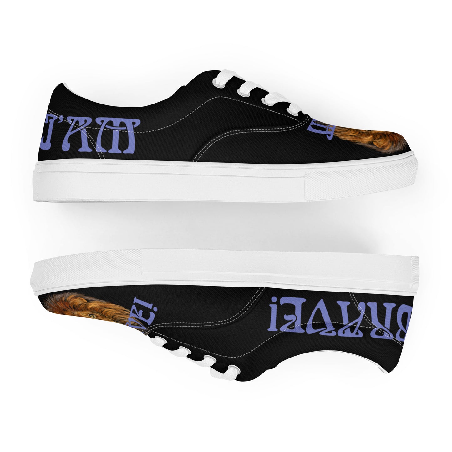 “I’AM BRAVE!”Black Men’s Lace-up Canvas Shoes W/Purple Font