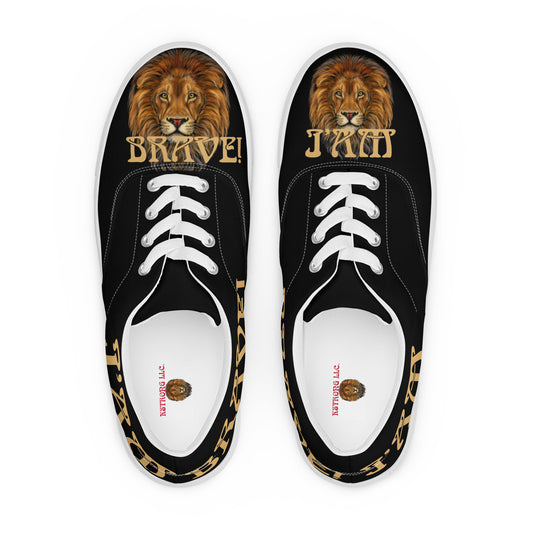 “I’AM BRAVE!”Black Men’s Lace-Up Canvas Shoes W/Fawn Font