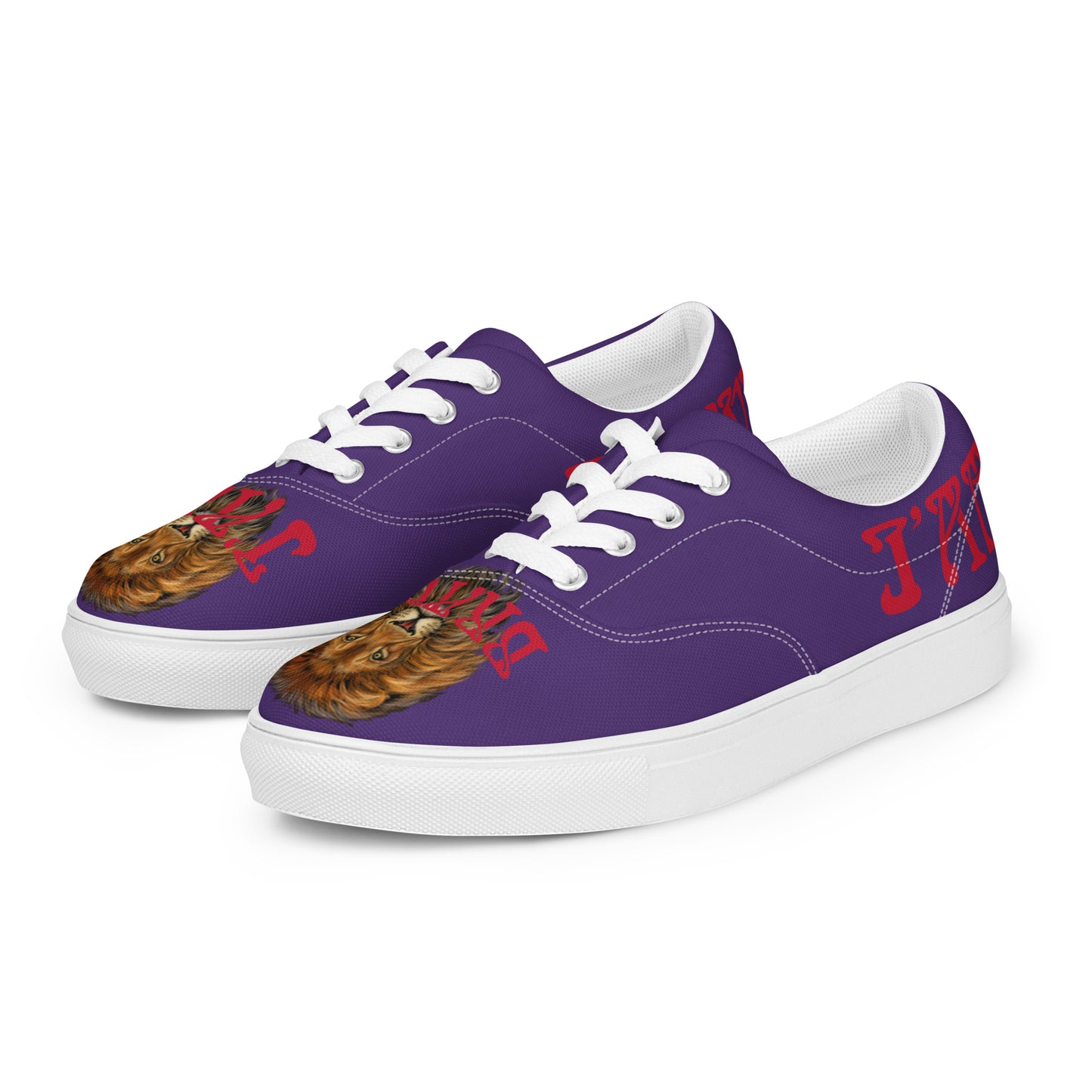 “I’AM BRAVE!” Purple Men’s Lace-Up Canvas Shoes W/Red Font