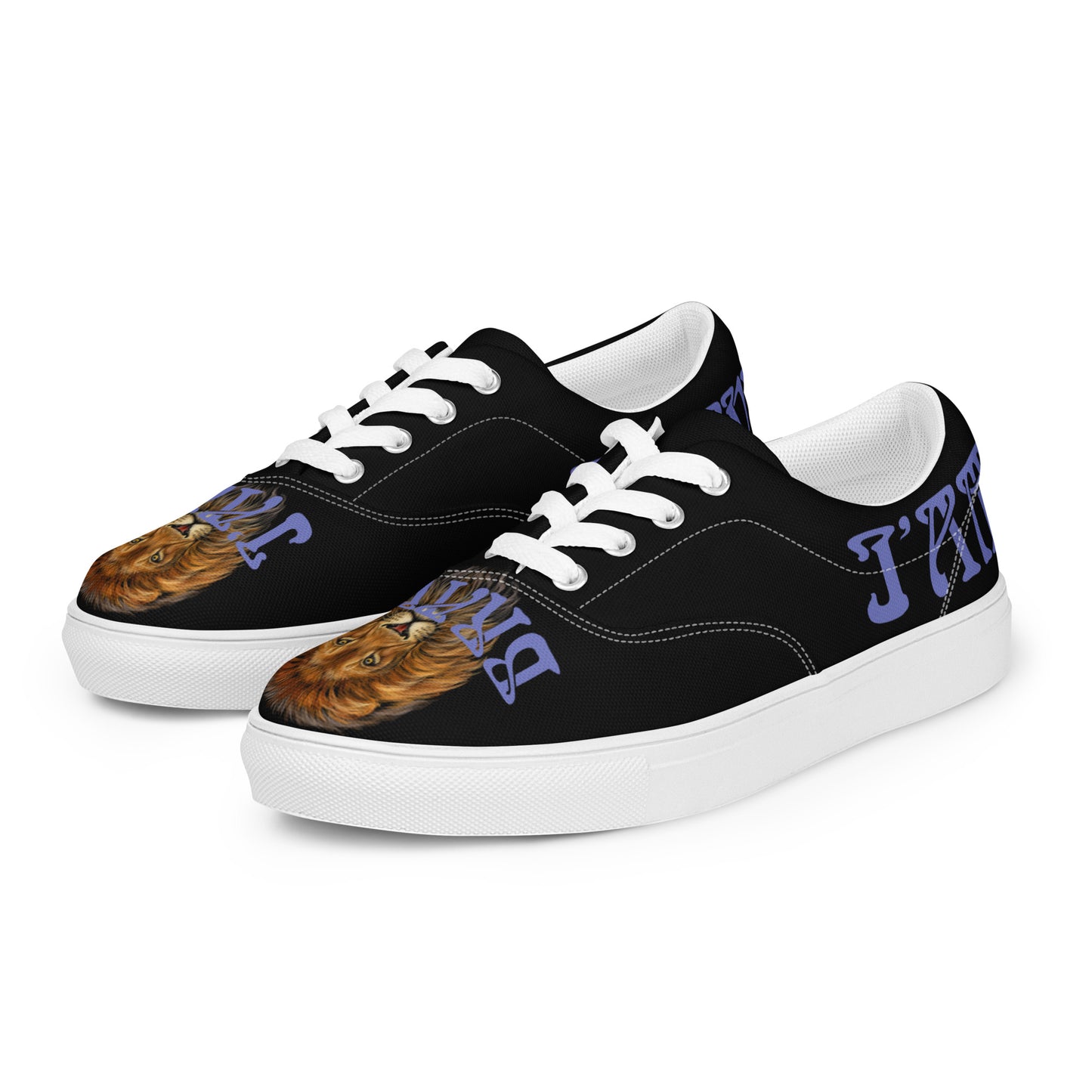 “I’AM BRAVE!”Black Men’s Lace-up Canvas Shoes W/Purple Font