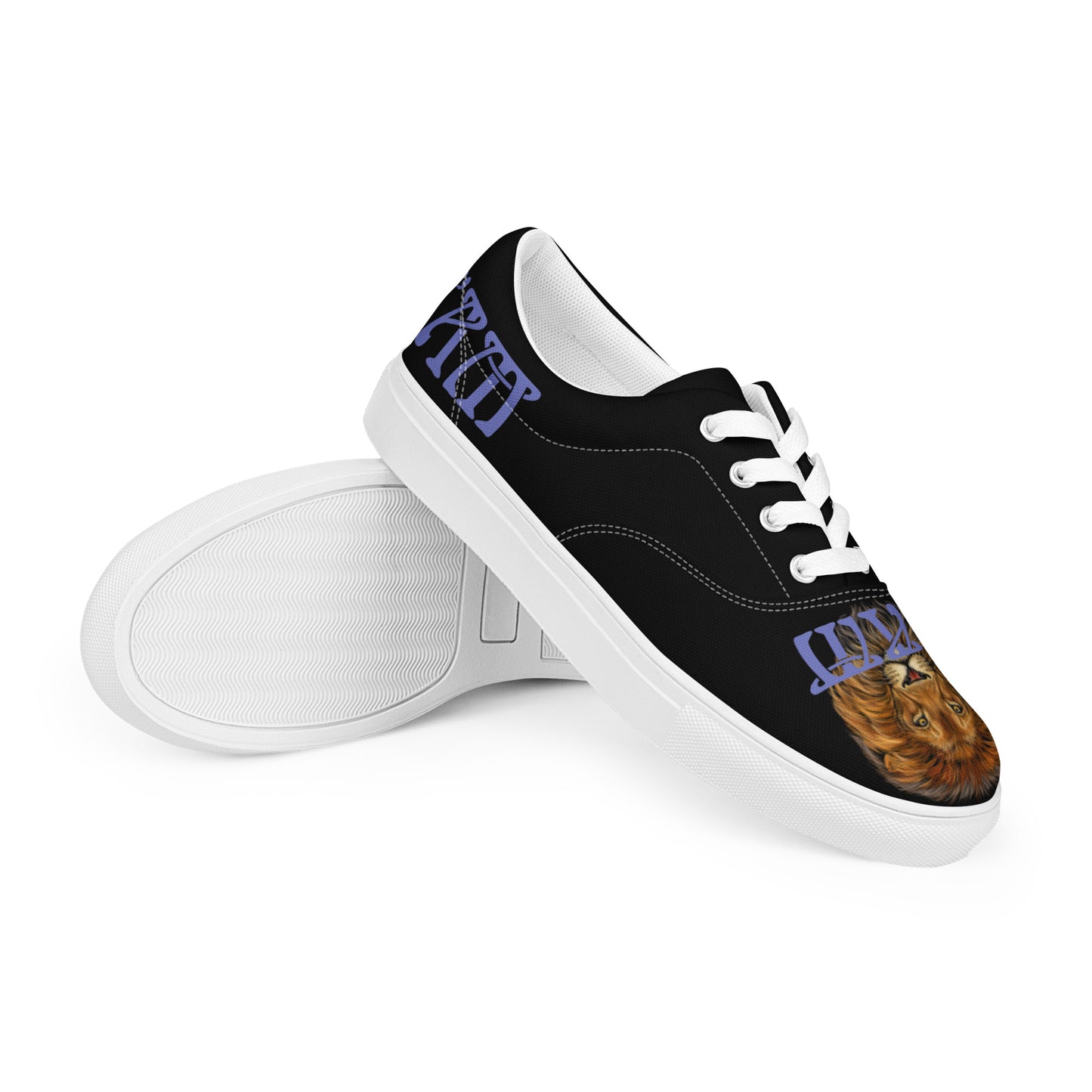 “I’AM BRAVE!”Black Men’s Lace-up Canvas Shoes W/Purple Font