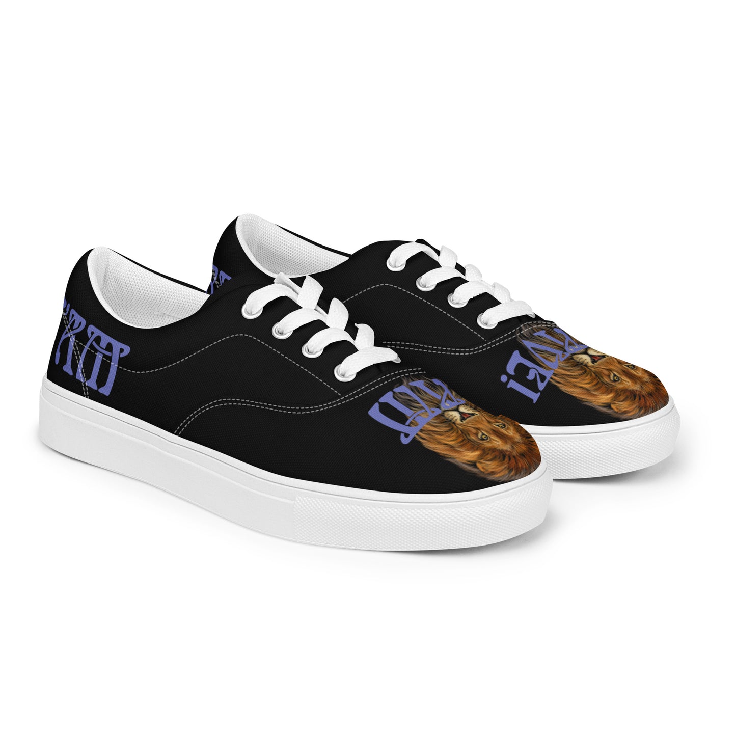 “I’AM BRAVE!”Black Men’s Lace-up Canvas Shoes W/Purple Font