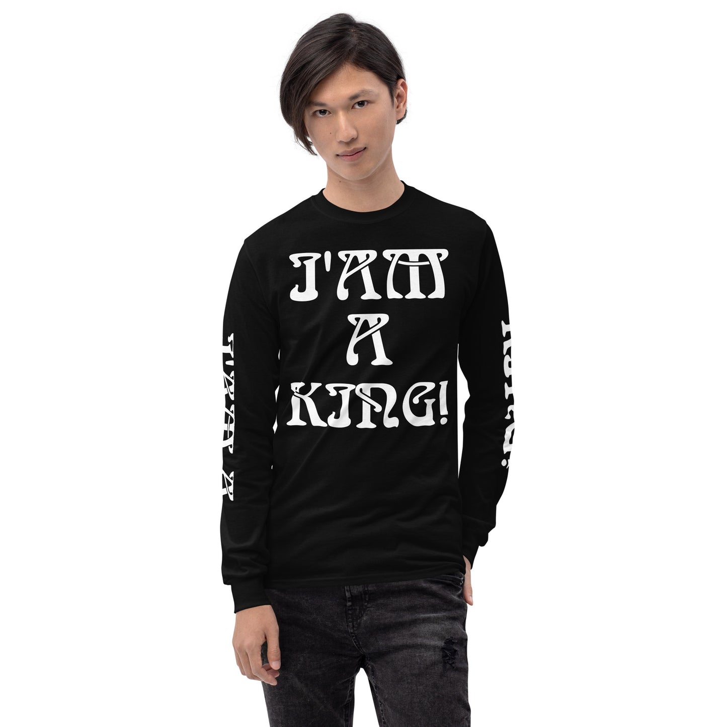 “I’AM A KING!” Men’s Long Sleeve Shirt W/White Font