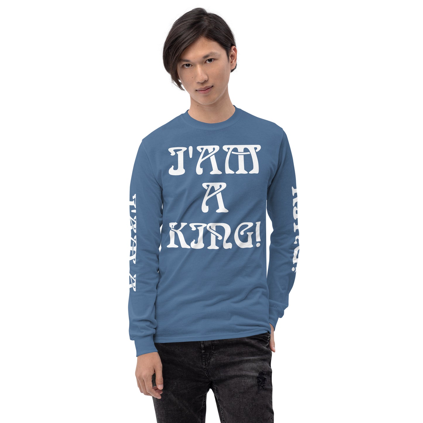 “I’AM A KING!” Men’s Long Sleeve Shirt W/White Font