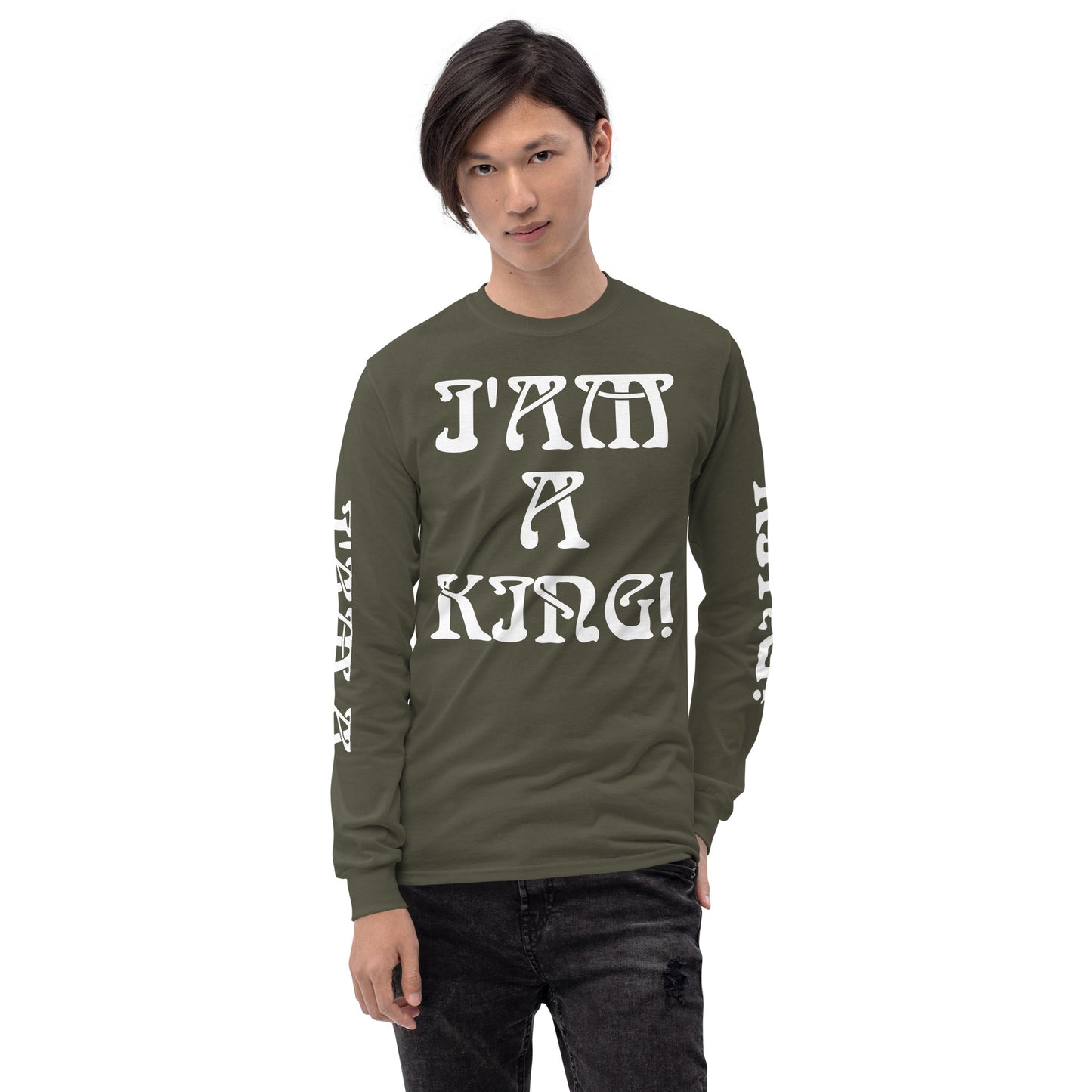 “I’AM A KING!” Men’s Long Sleeve Shirt W/White Font