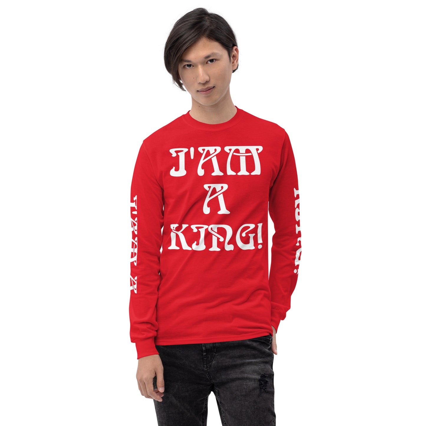 “I’AM A KING!” Men’s Long Sleeve Shirt W/White Font