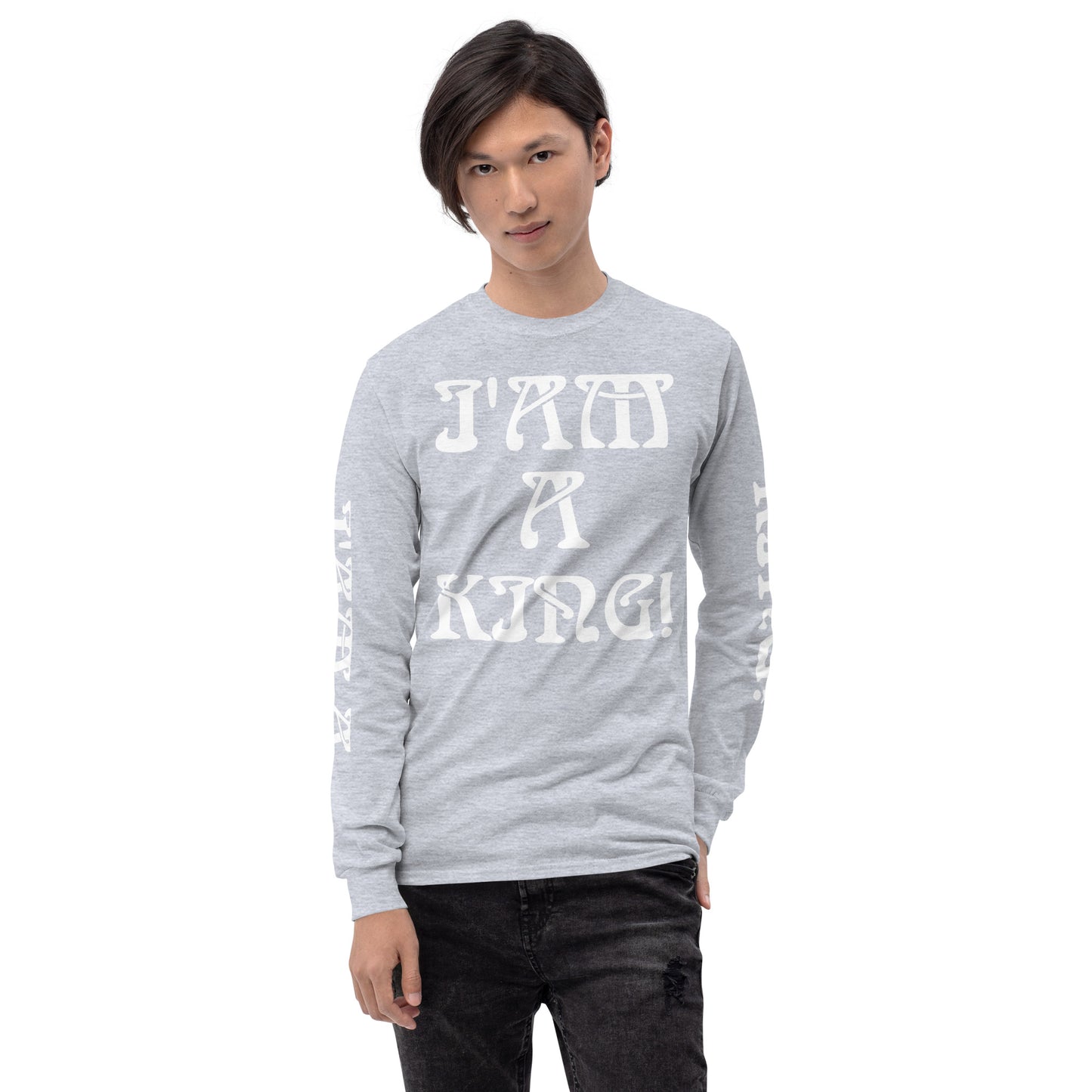 “I’AM A KING!” Men’s Long Sleeve Shirt W/White Font