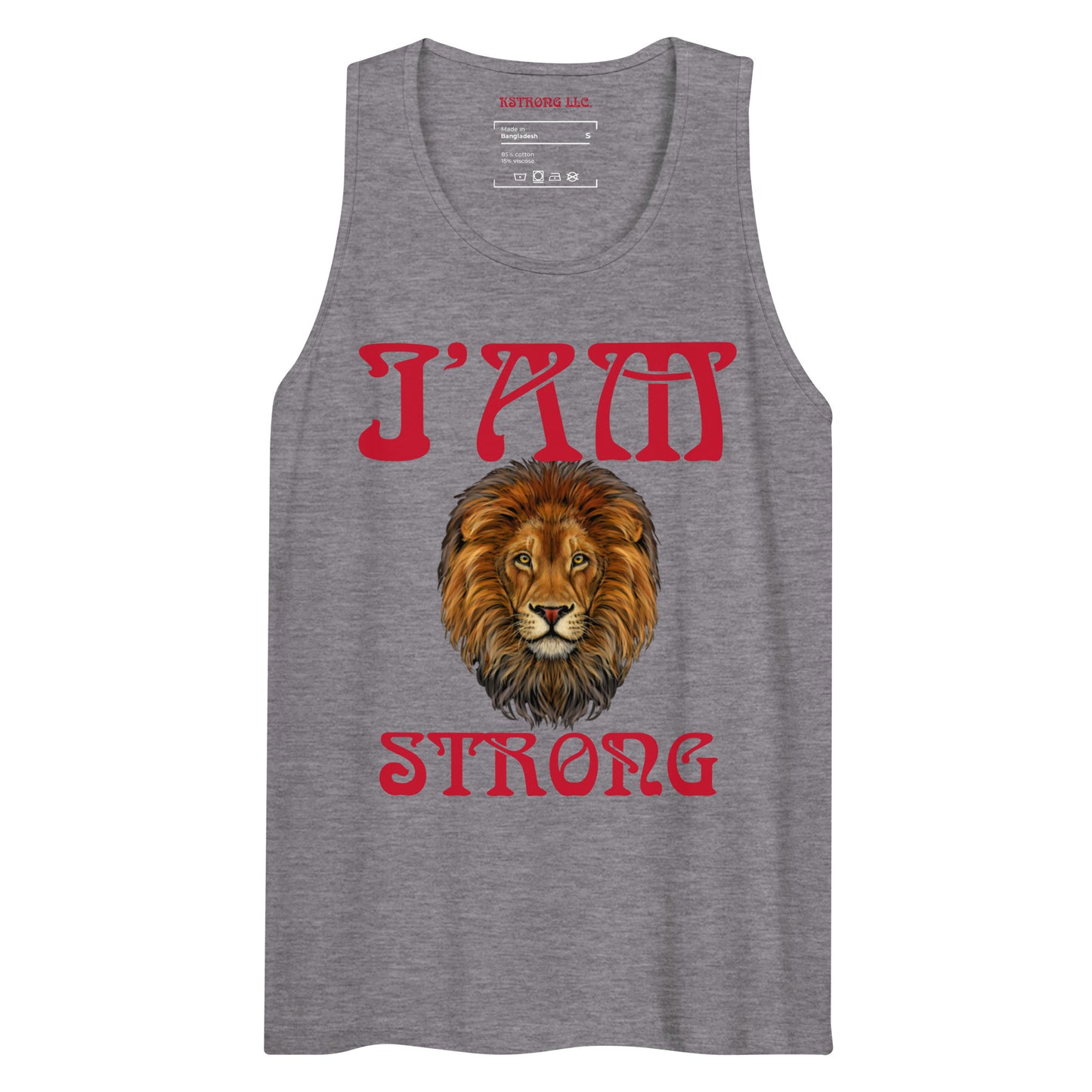 “I’AM STRONG!”Men’s Premium Tank Top W/Red Font