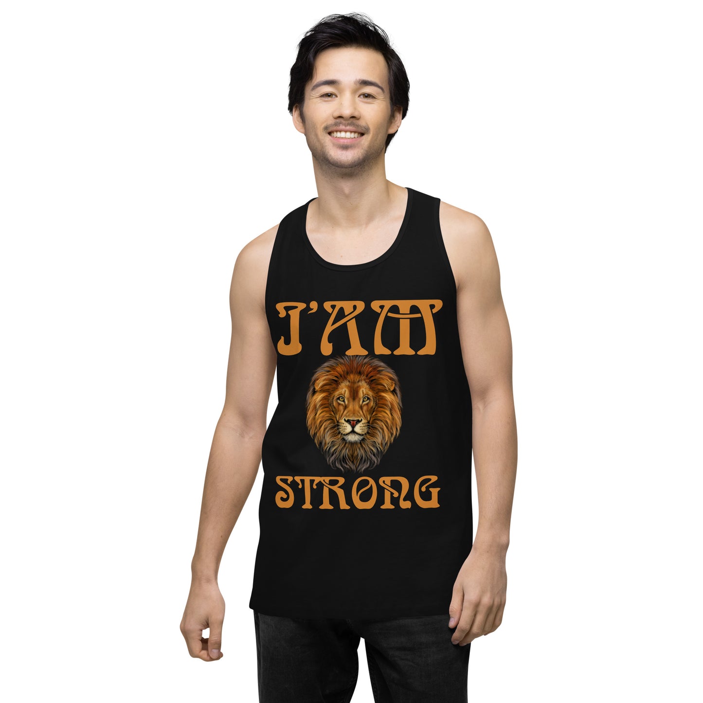 “I’AM STRONG!”Men’s Premium Tank Top W/Bronze Font