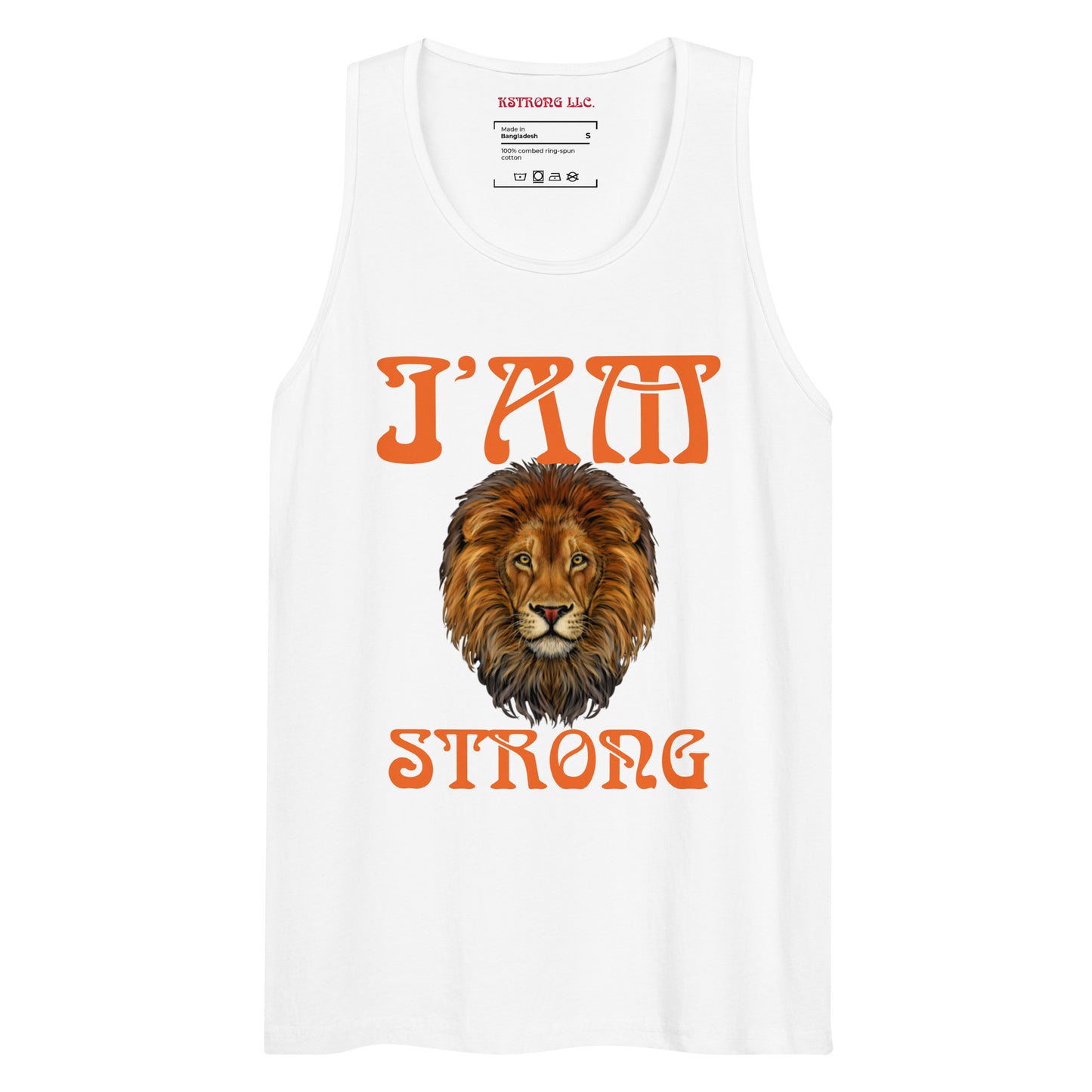 “I’AM STRONG!”Men’s Premium Tank Top W/Orange Font