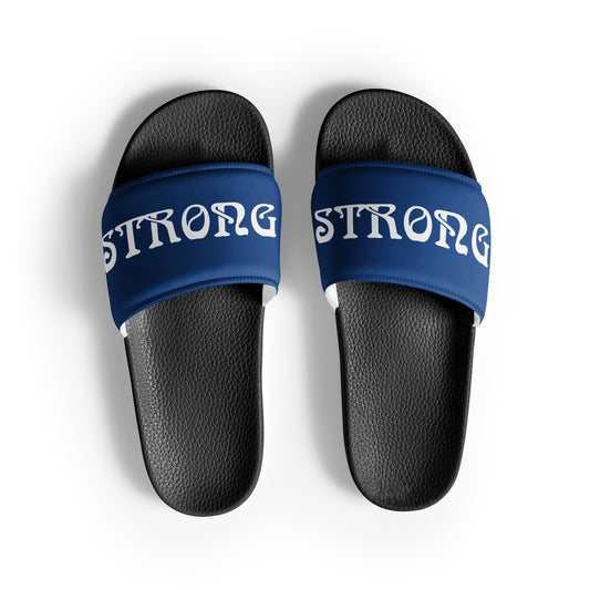 “STRONG”Blue Men’s Slide’s W/White Font