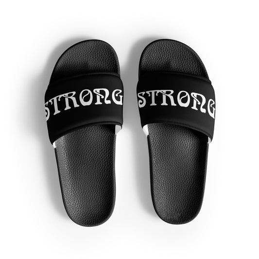 “STRONG”Black Men’s Slides W/White Font