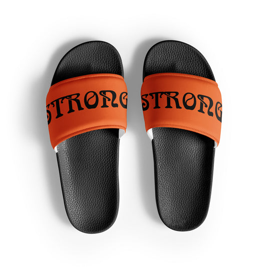 “STRONG”Orange Men’s Slides W/Black Font