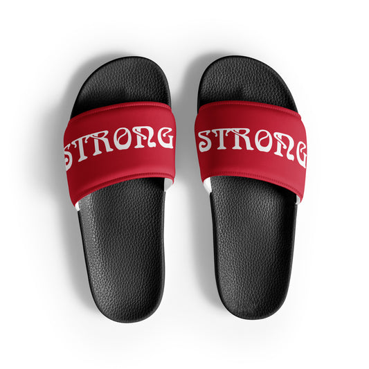 “STRONG”Red Men’s Slides W/White Font