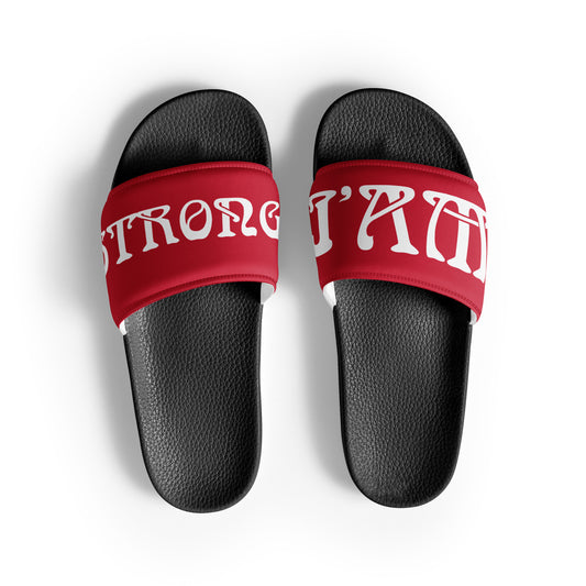 “I’AM STRONG” Red Men’s Slides W/Red Font