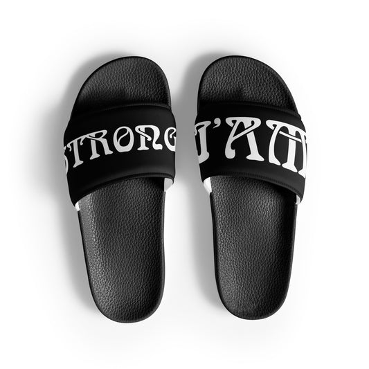 “I’AM STRONG” Black Men’s Slides W/White Font