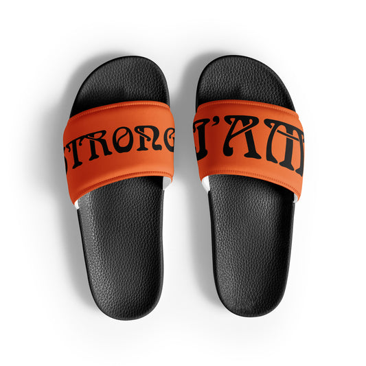 “I’AM STRONG” Orange Men’s Slides W/Black Font
