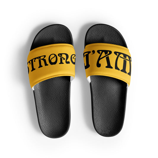 “I’AM STRONG” Yellow Men’s Slides W/Black Font