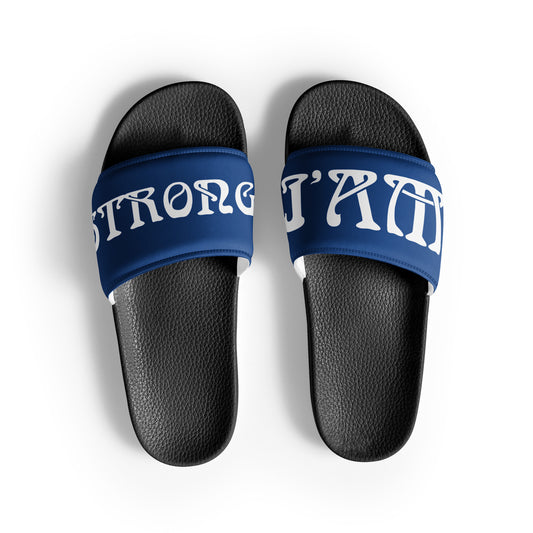 “I’AM STRONG” Blue Men’s Slides W/White Font