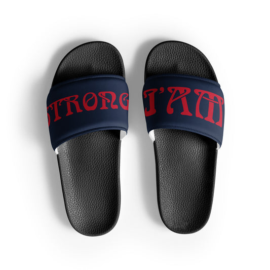 “I’AM STRONG” Blue Men’s Slides W/Red Font