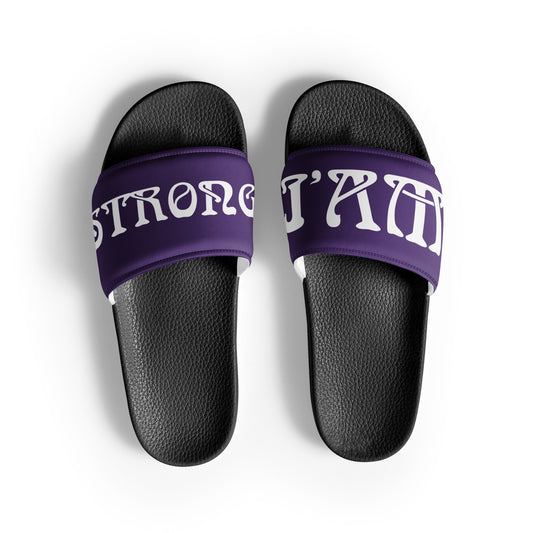 “I’AM STRONG”Purple Men’s Slides W/White Font