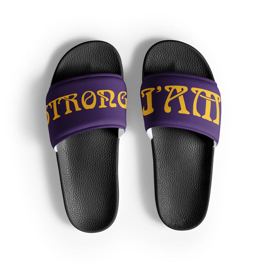 “I’AM STRONG” Purple Men’s Slides W/Yellow Font