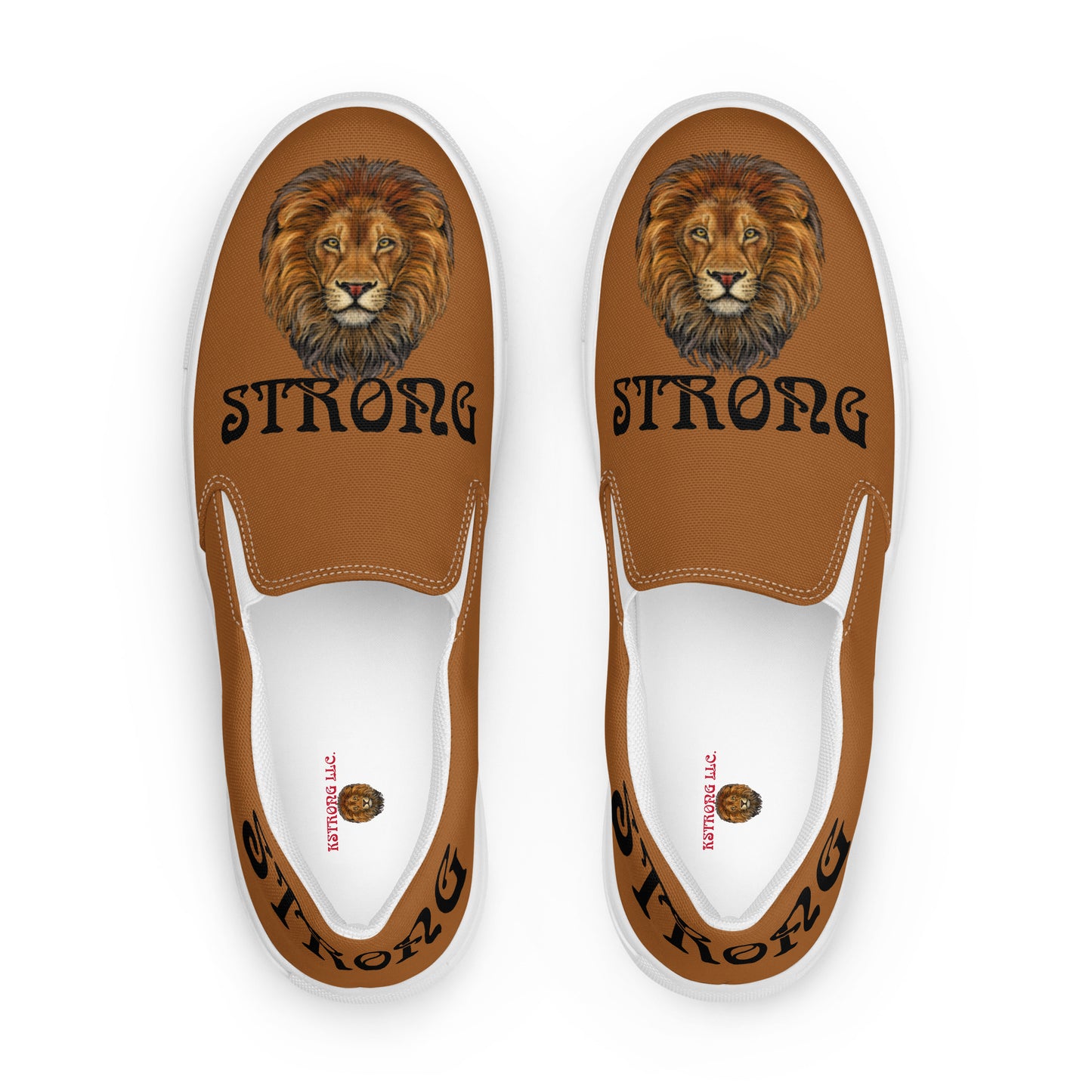 “STRONG”Brown Men’s Slip-On Canvas Shoes W/Black Font