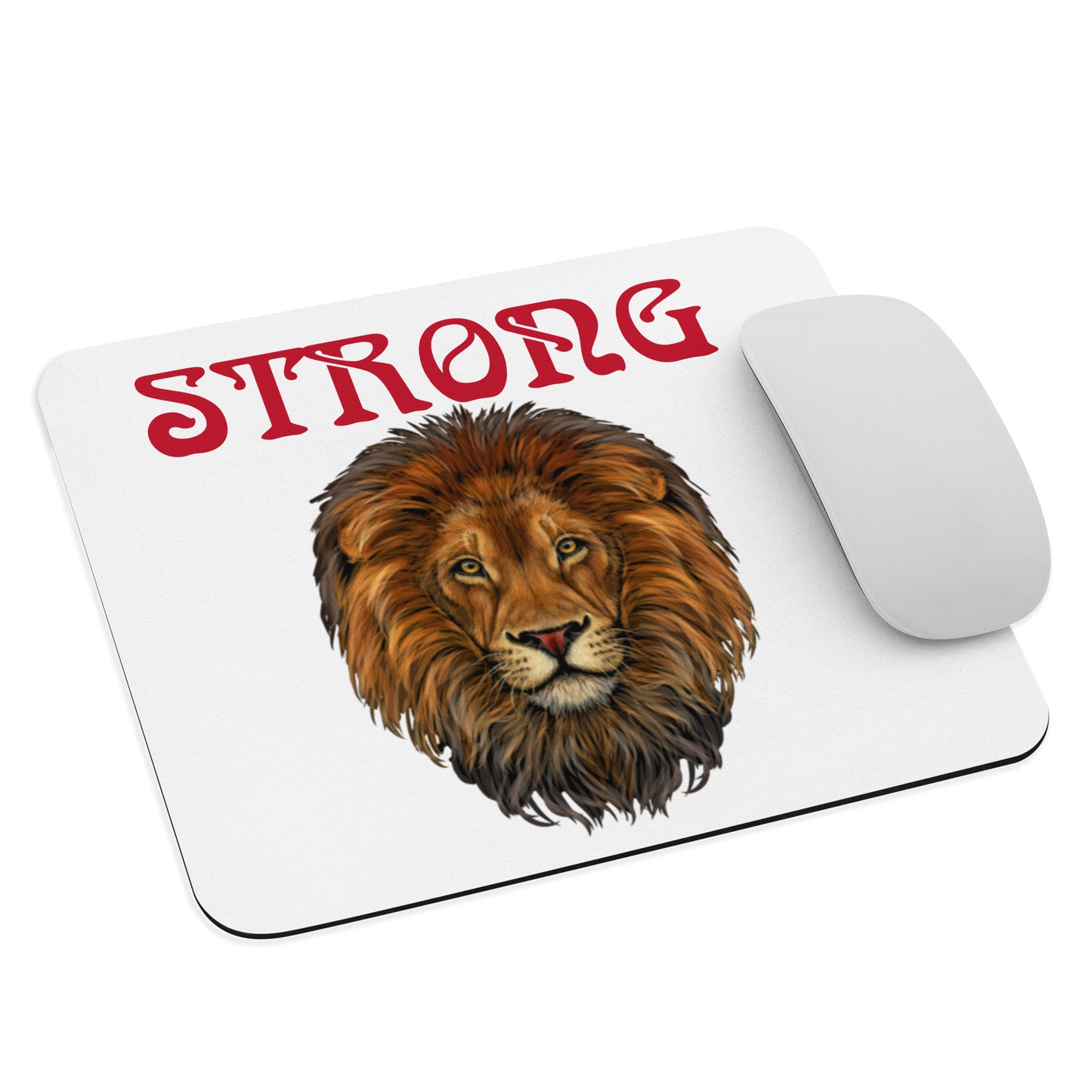 "STRONG"White Mouse Pad W/Red Font