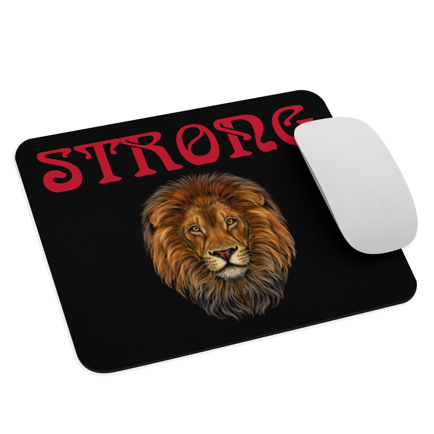 “STRONG”Black Mouse Pad W/Red Font