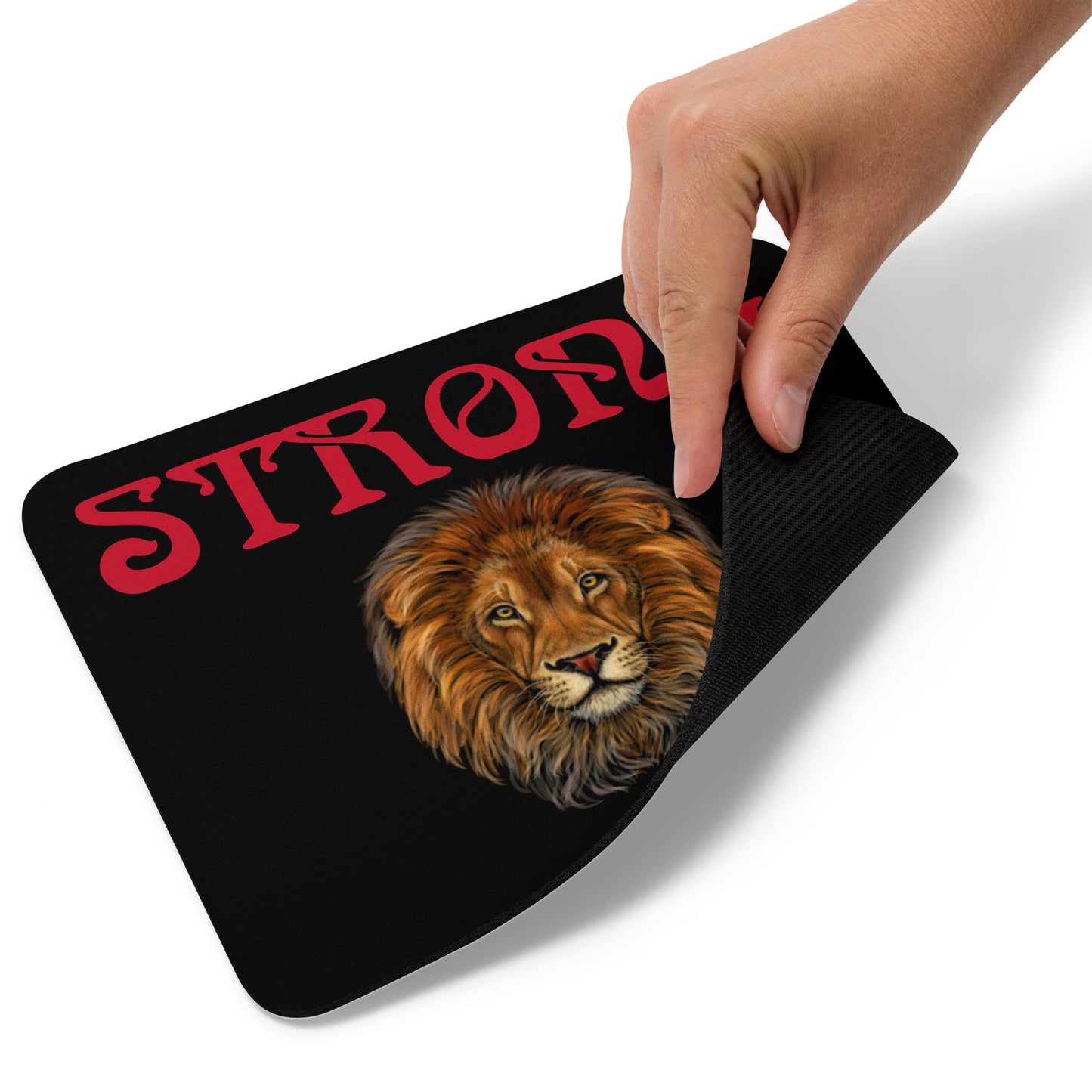 “STRONG”Black Mouse Pad W/Red Font