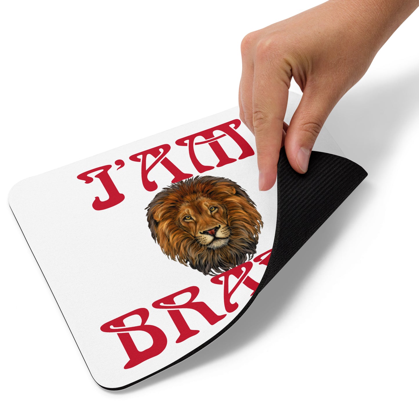 “I’AM BRAVE!”White Mouse Pad W/Red Font