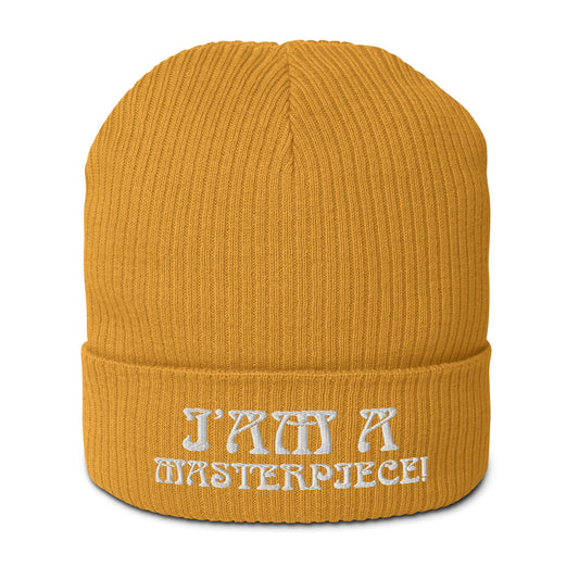“I’AM A MASTERPIECE!” Organic Ribbed Beanie W/White Font