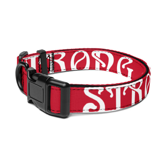 “STRONG” Red Pet Collar W/White Font