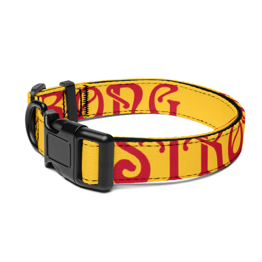 “STRONG” Yellow Pet Collar W/Red Font