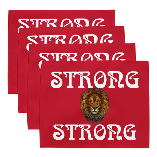 “STRONG”Red Placemat Set W/White Font