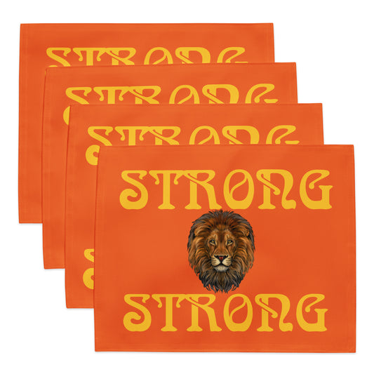 “STRONG”Orange Placemat Set W/Yellow Font