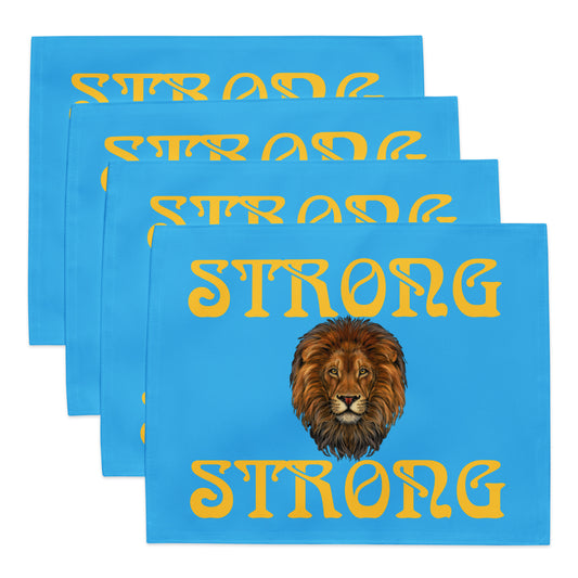 “STRONG”SkyBlue Placemat Set W/Yellow Font