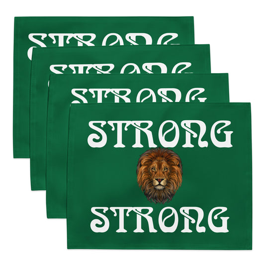 “STRONG”Green Placemat Set W/White Font