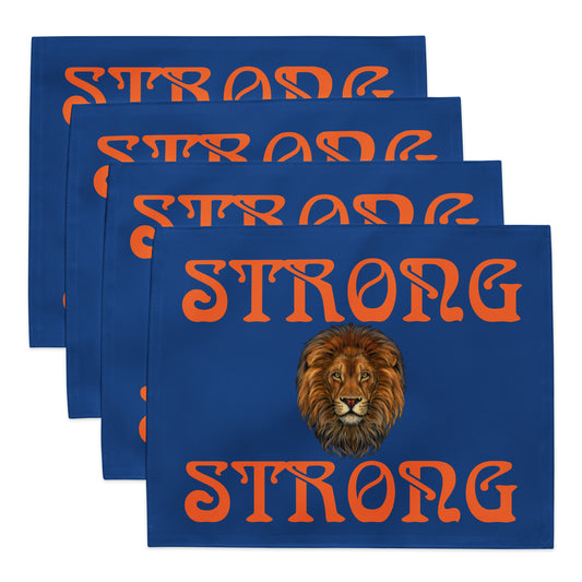 “STRONG”Blue Placemat Set W/Orange Font