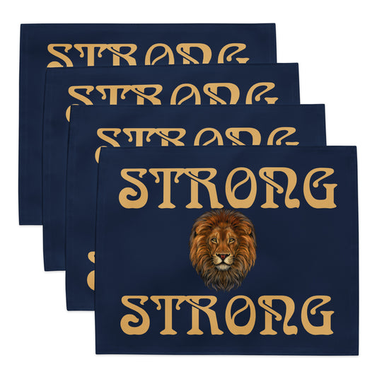 “STRONG”Navy Placemat Set W/Fawn Font
