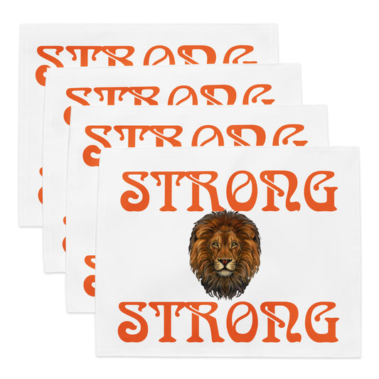 “STRONG”White Placemat Set W/Orange Font