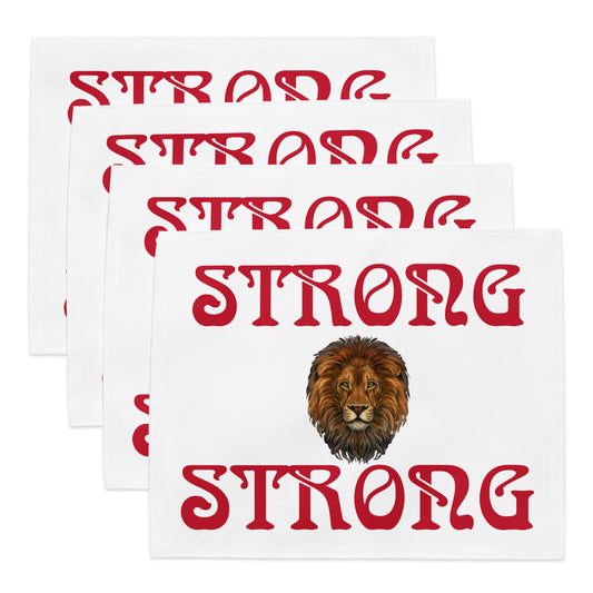 “STRONG”White Placemat Set W/Red Font