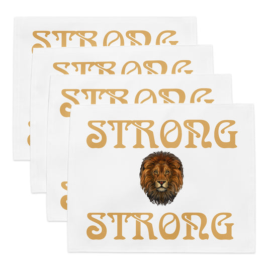 “STRONG”White Placemat Set W/Fawn Font